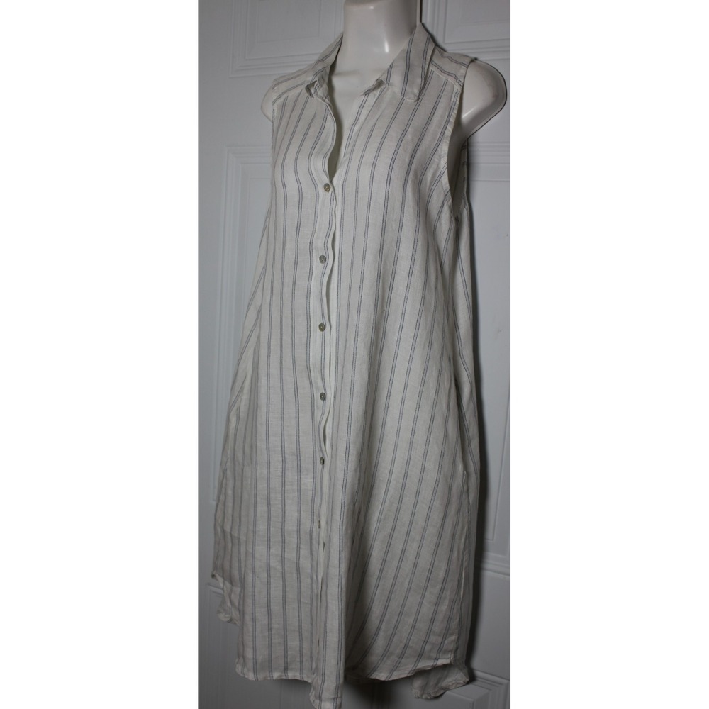 Rosemarie Italy Linen Shirt Dress Relaxed Striped Sardinia Effortless Size Small - Picture 8 of 13